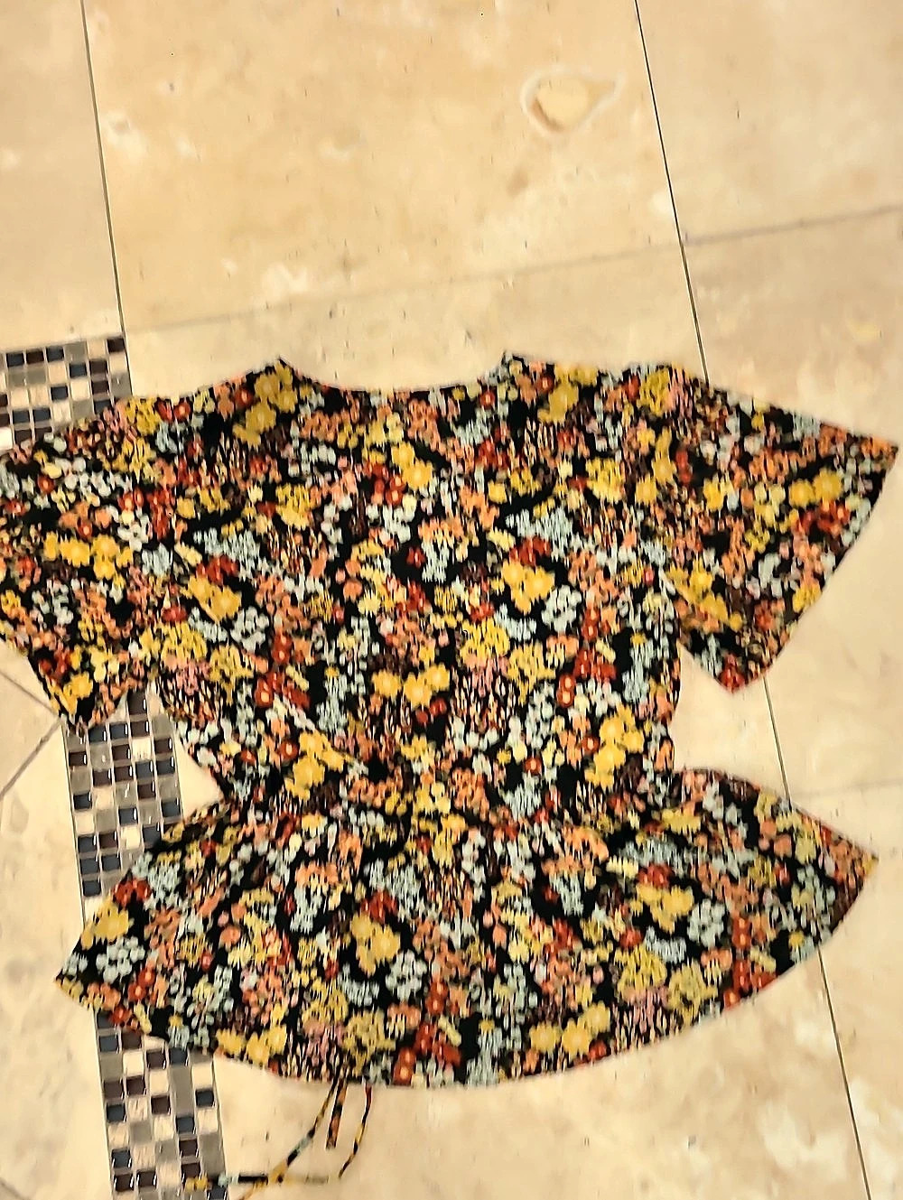 Madewell  Floral Peplum Blouse in Black & Orange Size Small - Picture 8 of 9